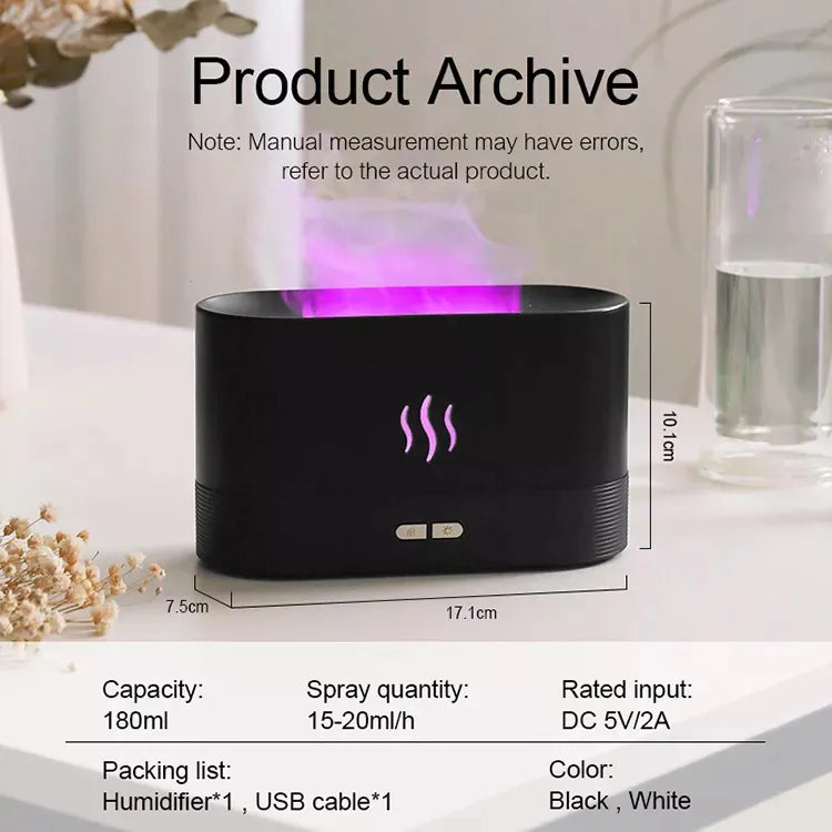 2022 USB Flame Humidifier & LED Diffuser